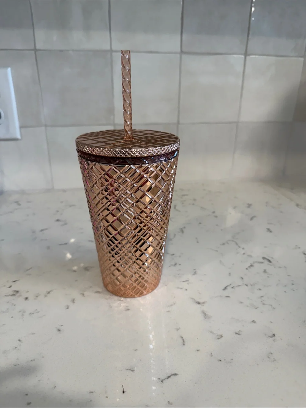 Starbucks Rose Gold Studded Tumbler with Straw, 16oz